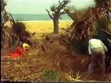  White girl on African beach vintage 